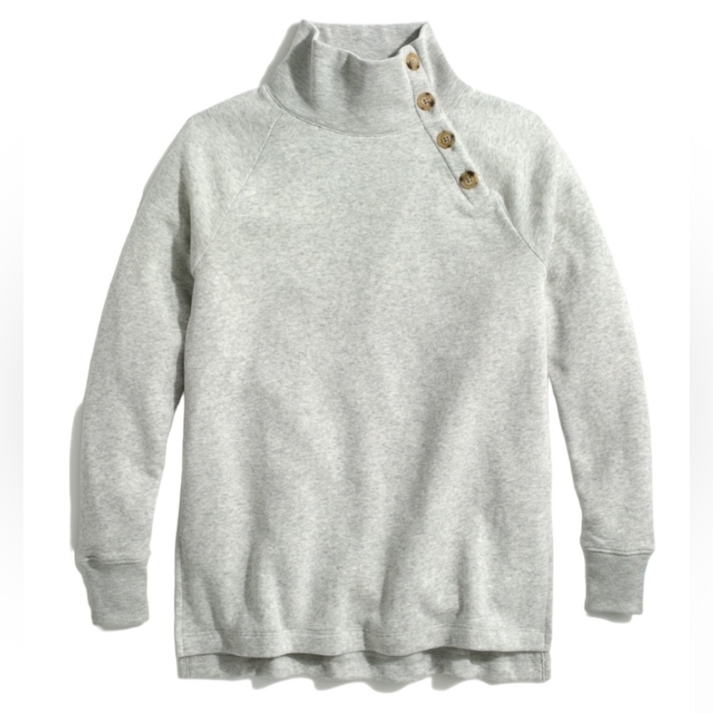 J. Crew Wide-button Collar Tunic Sweatshirt in Cloud-spun Fleece